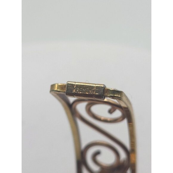 Vintage Krementz Gold Filled Cuff Bracelet Rose & Leaf Design Signed - Picture 2 of 3